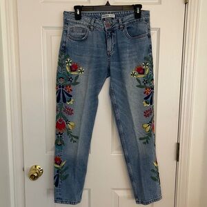Zara Floral Stitched Jeans